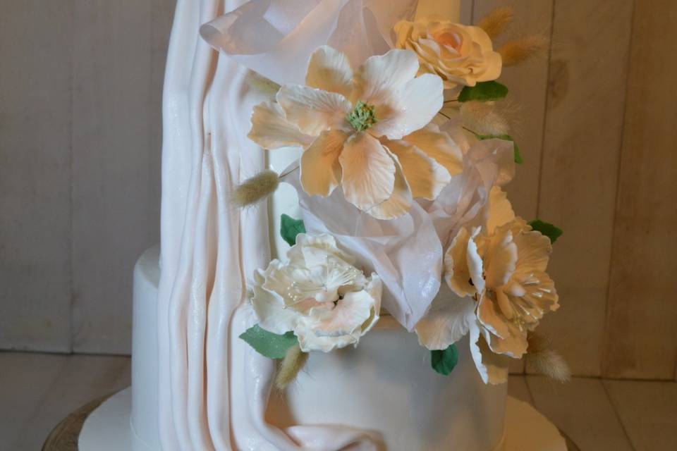 3 tier cake, handmade flowers