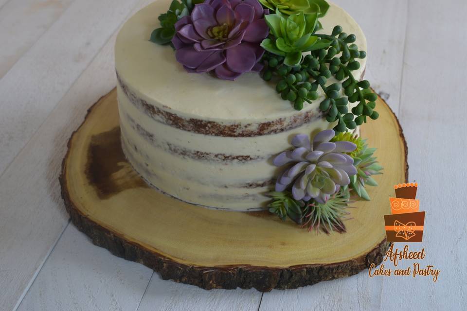 Simple cake with succulents