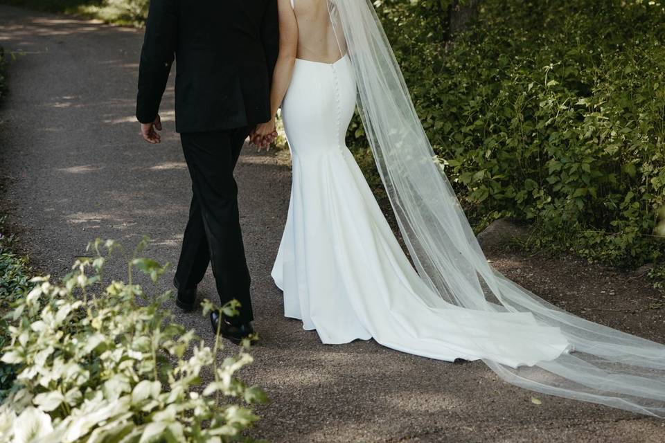 Elegant walk as newlyweds