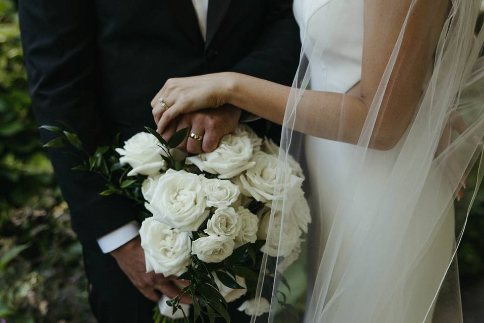 Bridal bouquet held with grace