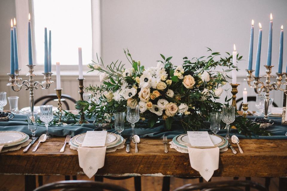 Harvest table + vintage decor