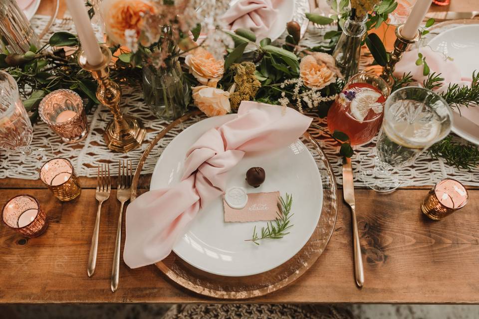 Blush Boho Table Setting