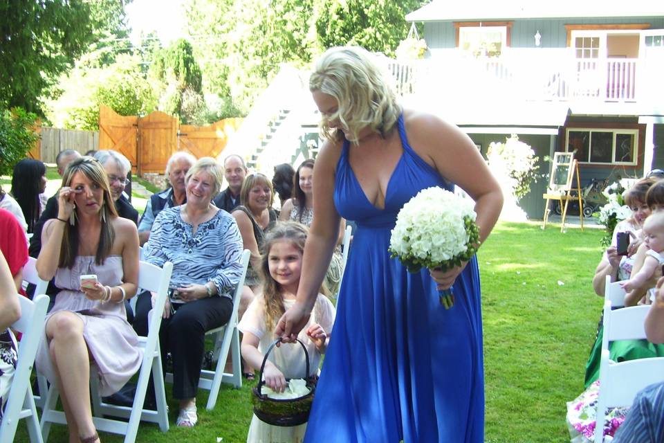 Maid of honour and flower girl