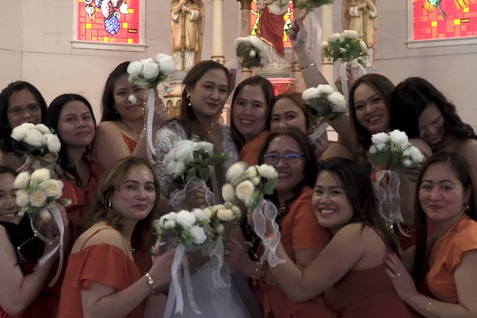 Bridesmaids at church