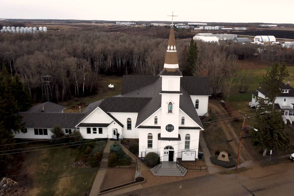 Drone shot of church