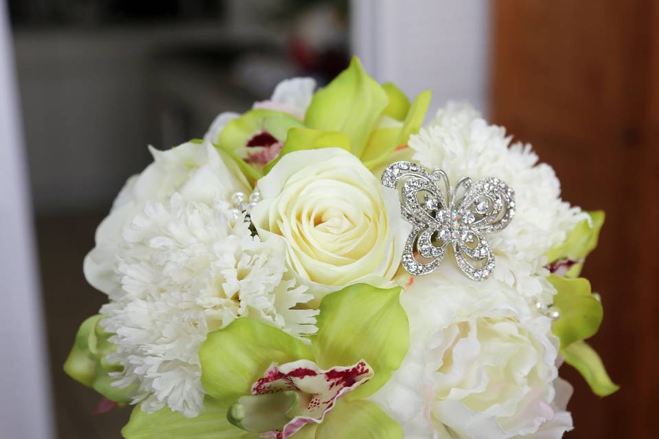 Green and White Bridal Bouquet