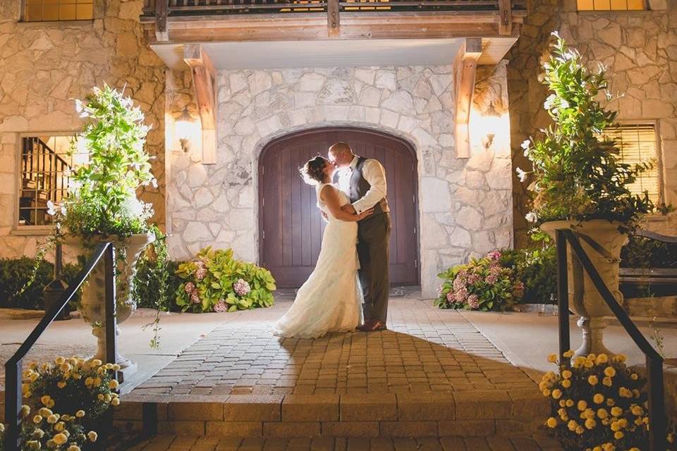 Newlyweds by the front door