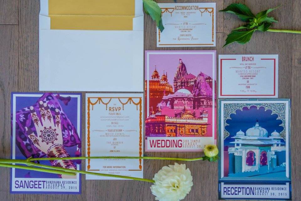 Invites for 3 wedding events