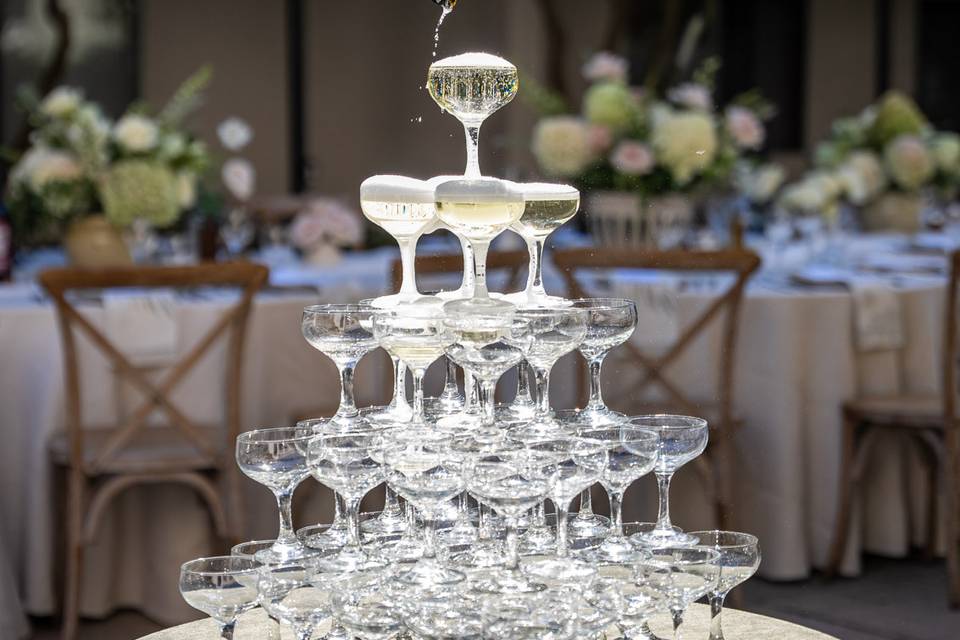 Champagne Tower in Courtyard