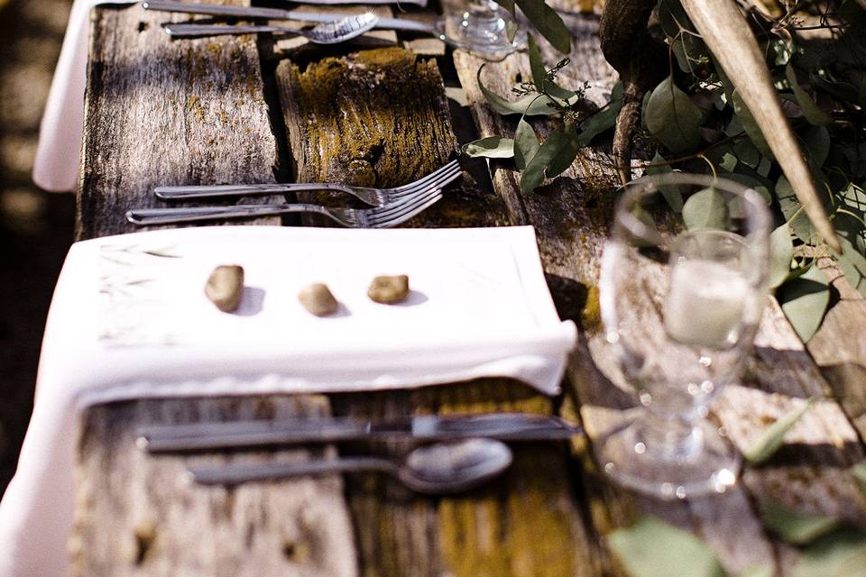 Rustic wedding tablescape