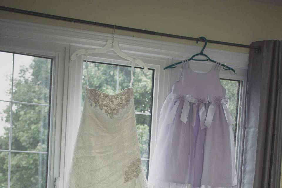 Bride and flower girl dresses