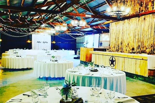 Indoor dining area and buffet