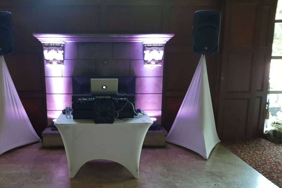 DJ booth in the corner
