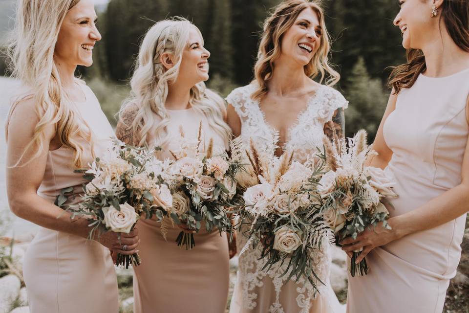 Bride and bridesmaids