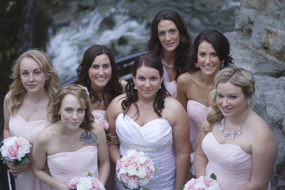 Bride and her bridesmaids