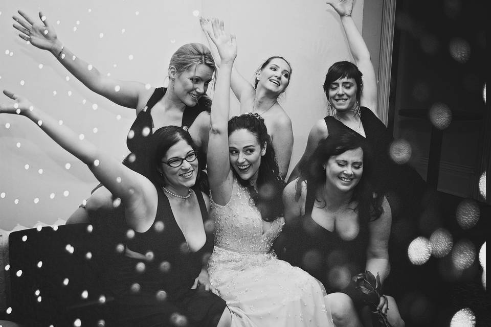 Bride and her bridesmaids