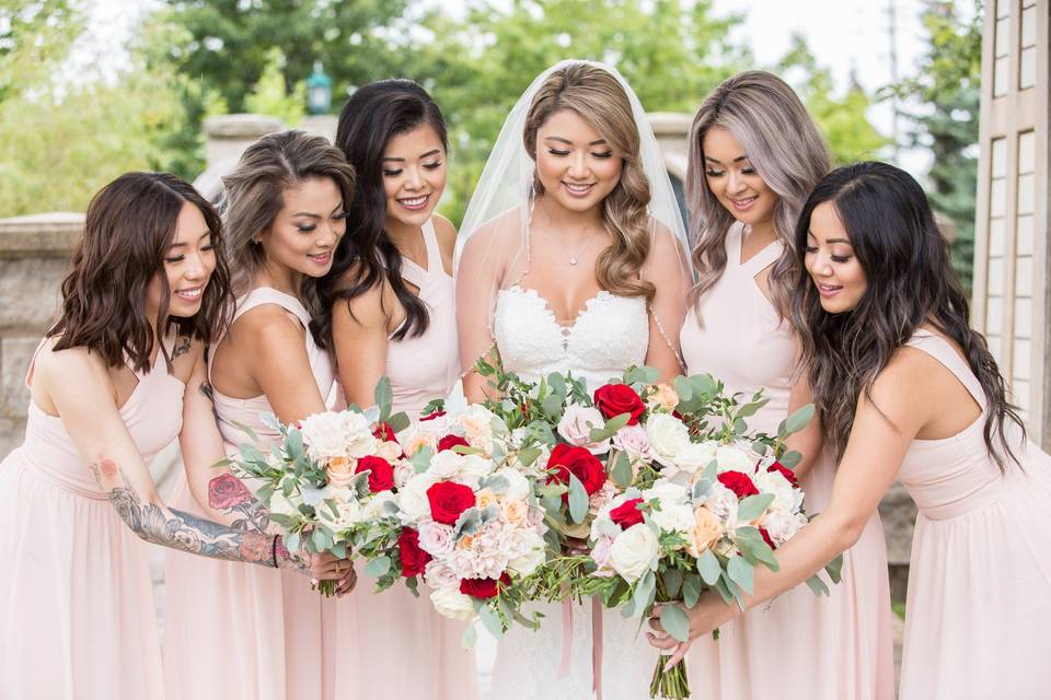 Bride and bridesmaids