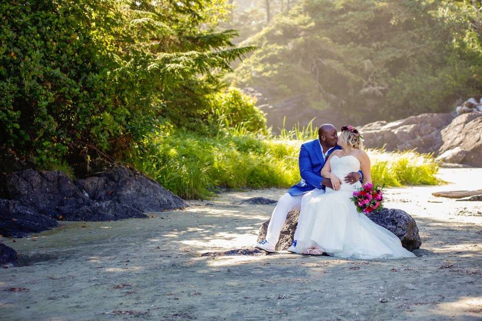 Newlyweds in nature