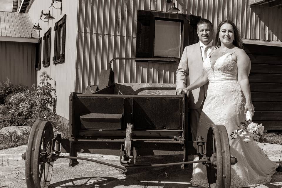 Black and white wedding photo