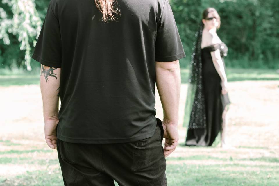 Groom looking at Bride