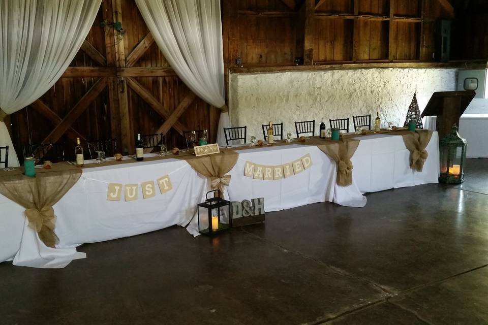 Seating plan on barn door