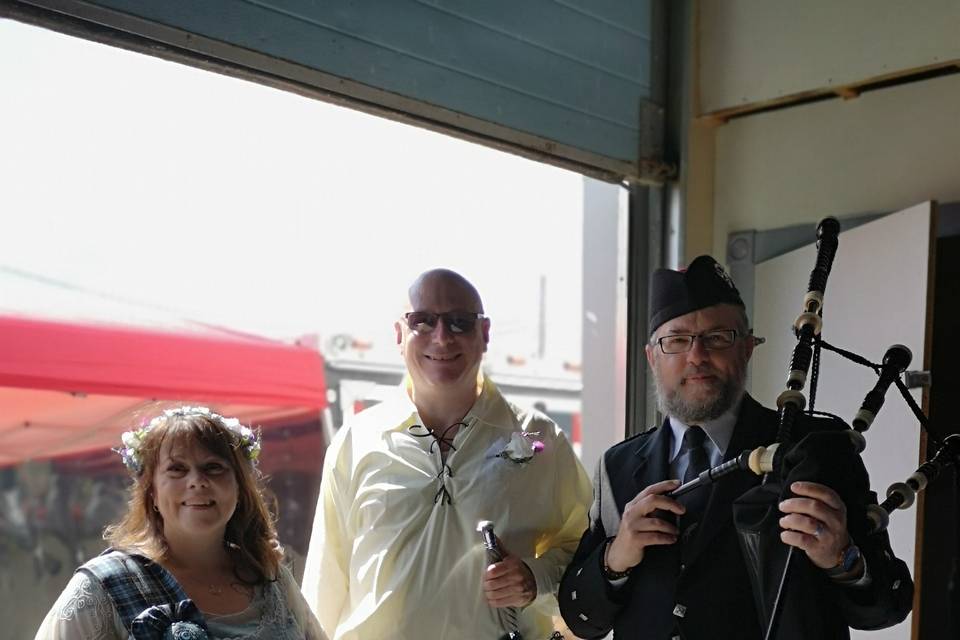 Piping at a wedding in Guelph