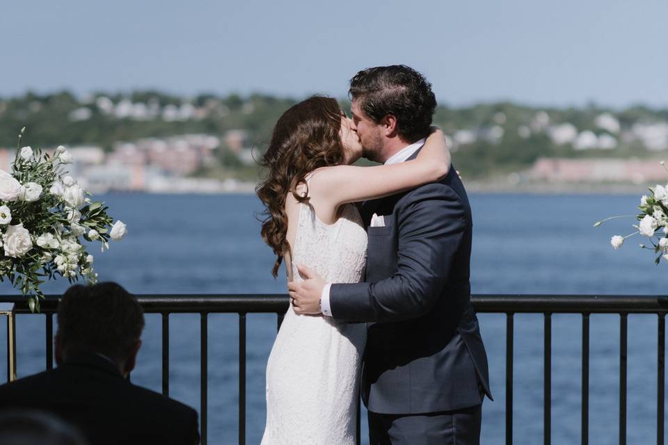 Waterfront first kiss - Harrison Clarke Photography