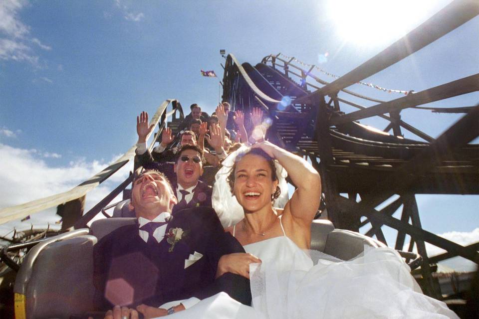 Bridal party on Coaster