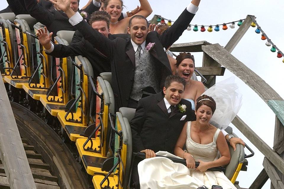 Bridal party on Coaster