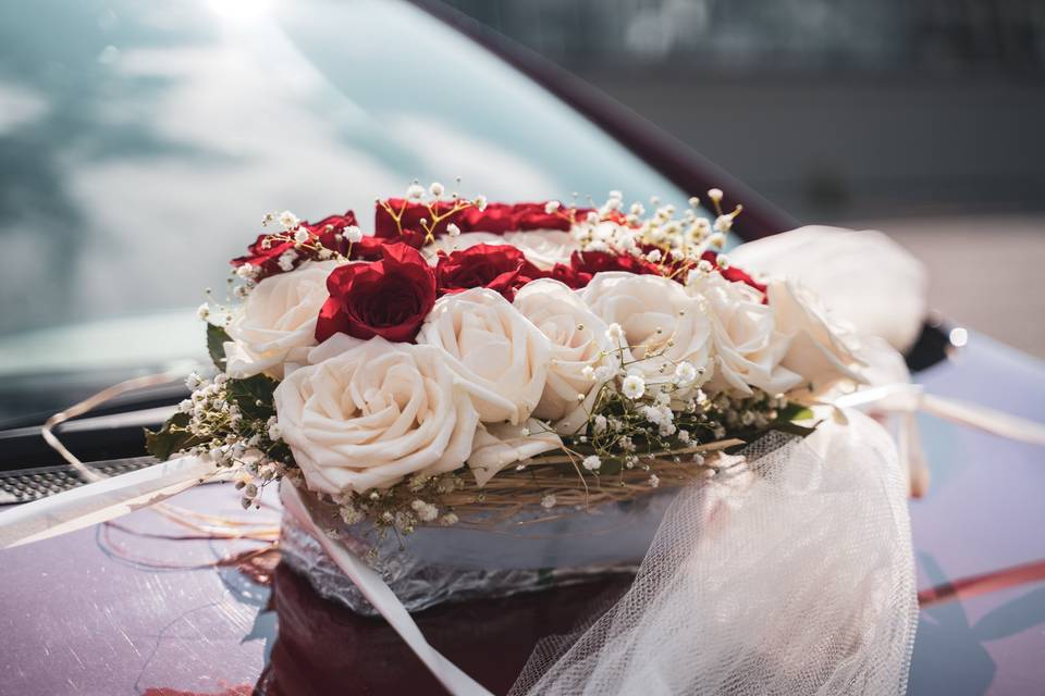 Flowers on car