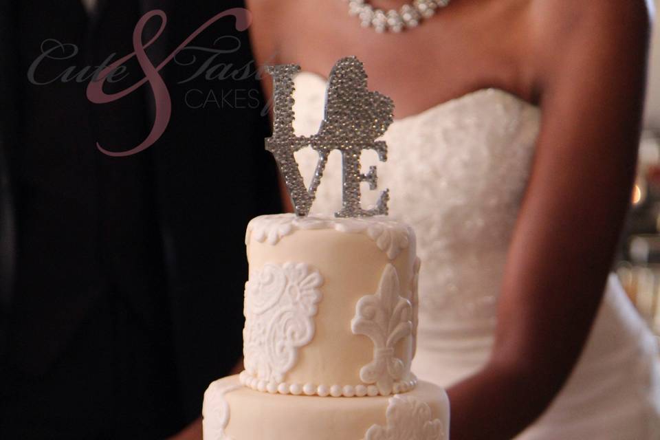 Lace overlay wedding cake