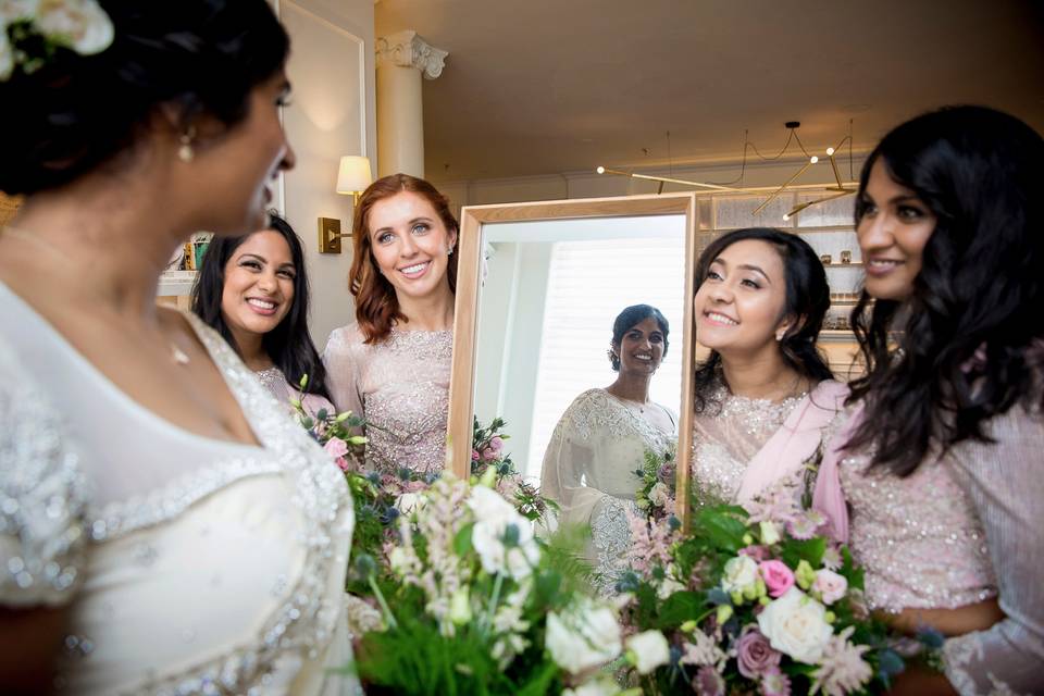 Bride and bridesmaids