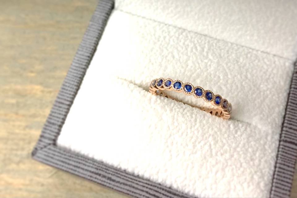 Sapphire and rose gold band