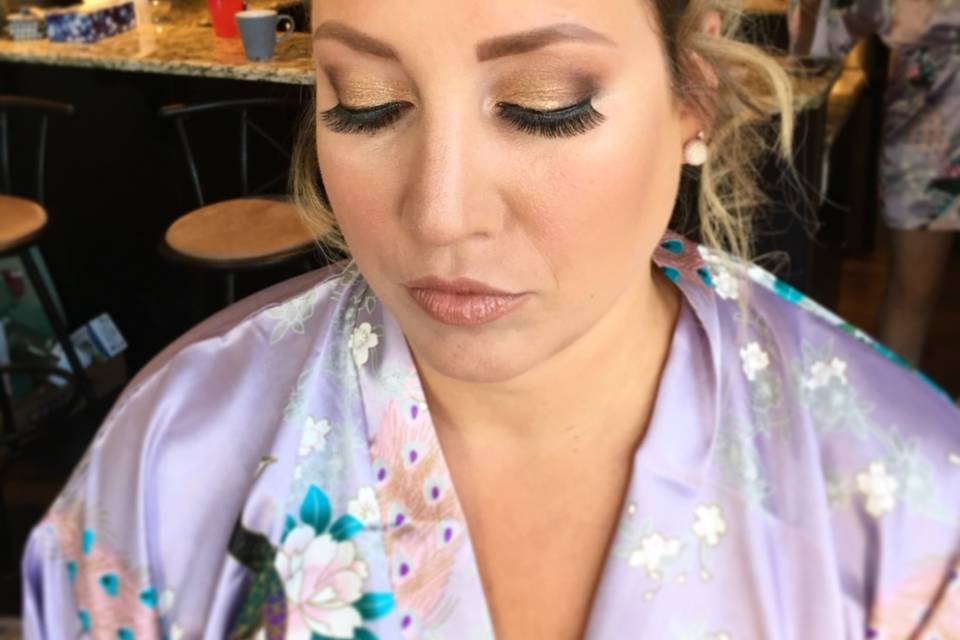 Detailed makeup for bride