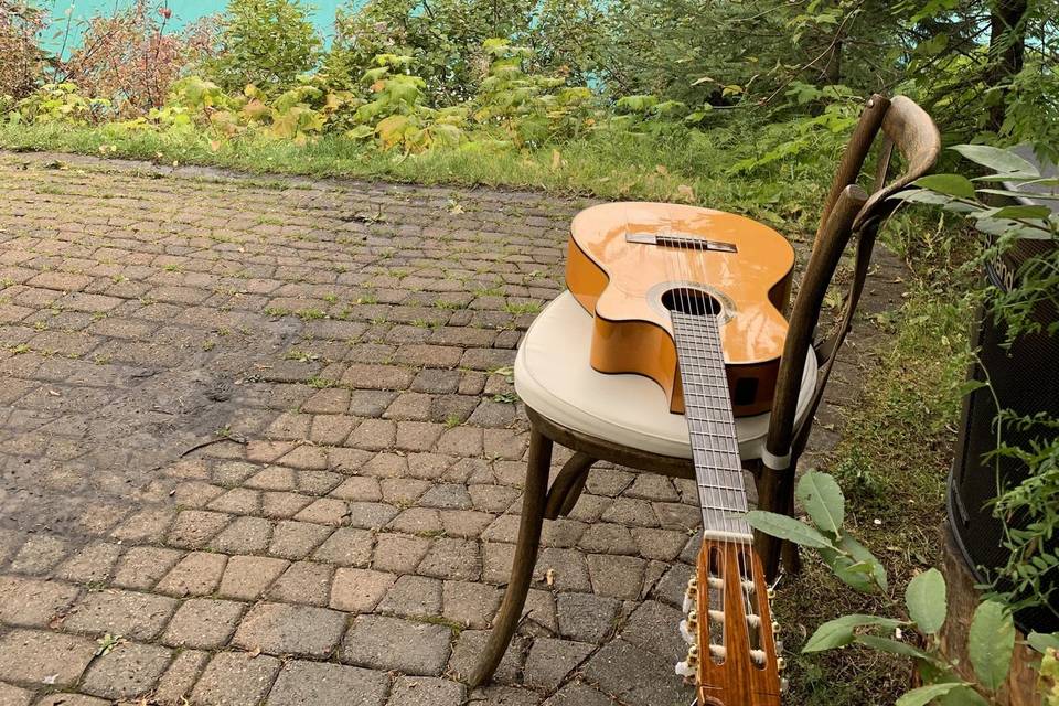 Musician at Emerald Lake, BC