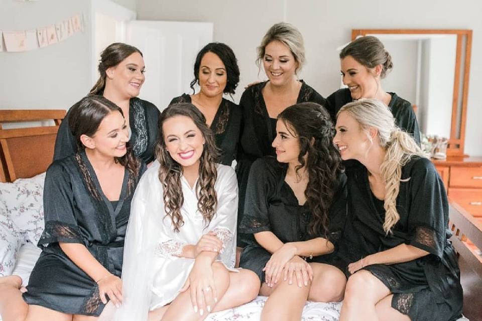 Bride and her bridesmaids