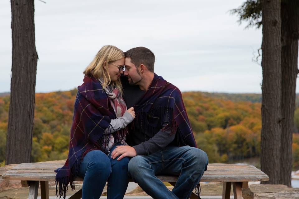 Cozy engagement shot