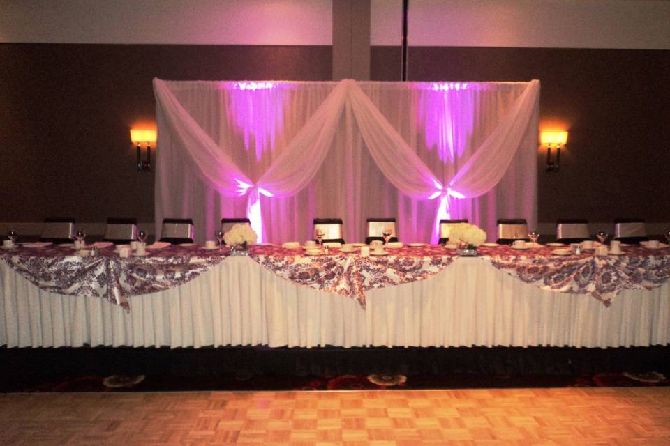 Purple damask head table