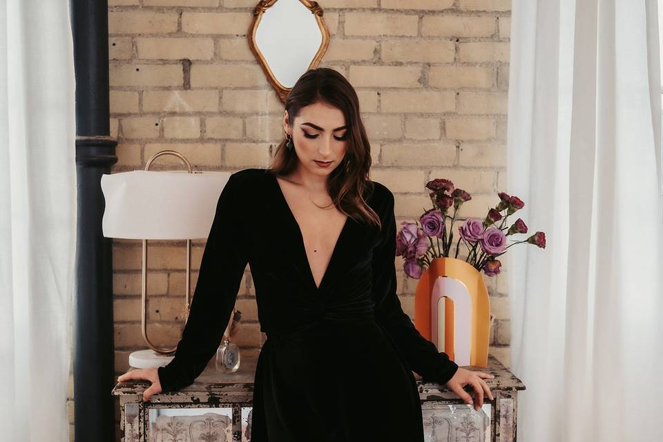 Velvet Wrap top gown