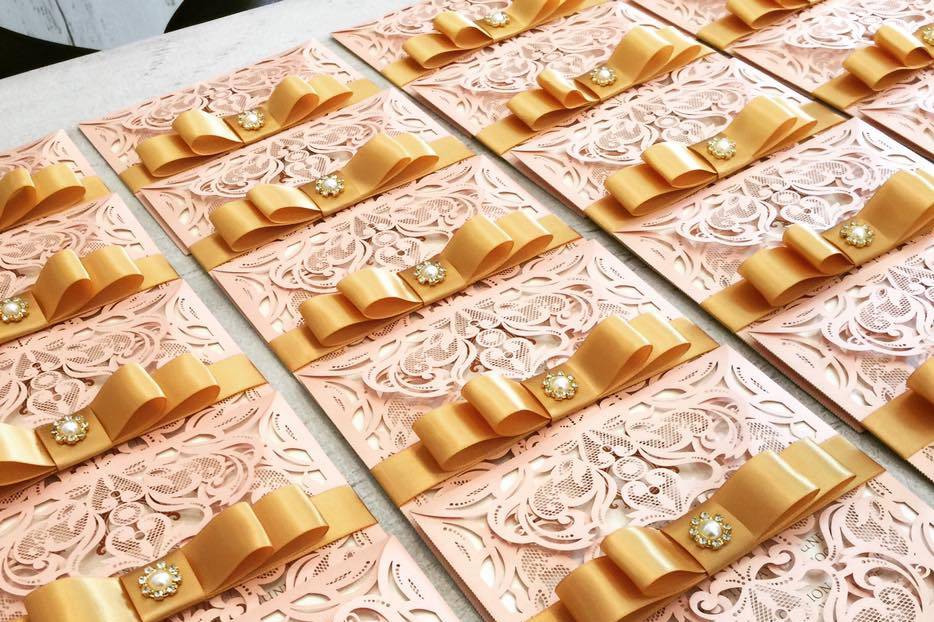 Pink&Gold lasercut invitations