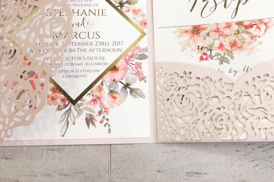 RoseGold lasercut invitation