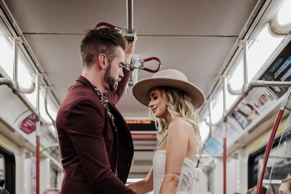 Couple on the subway