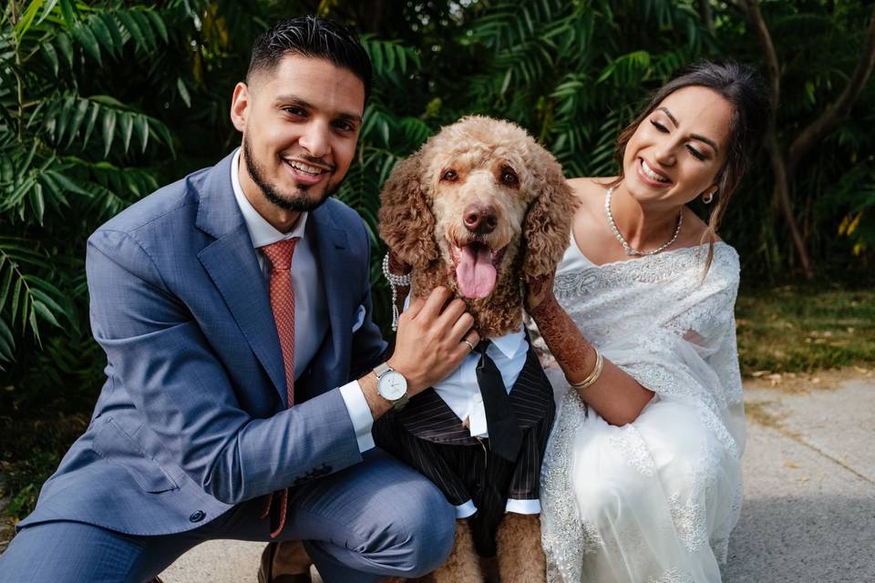Bride, Groom and BD (Best Dog)