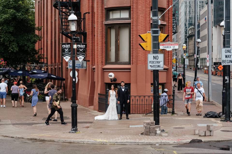 Bride and Groom in the City