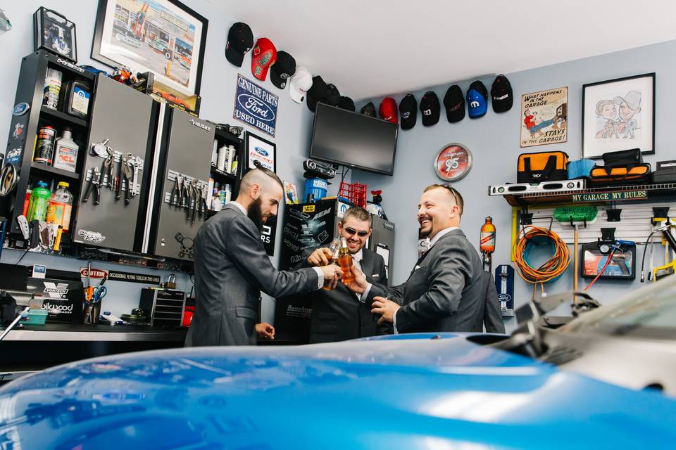 Grooms Man Cave with Groomsmen