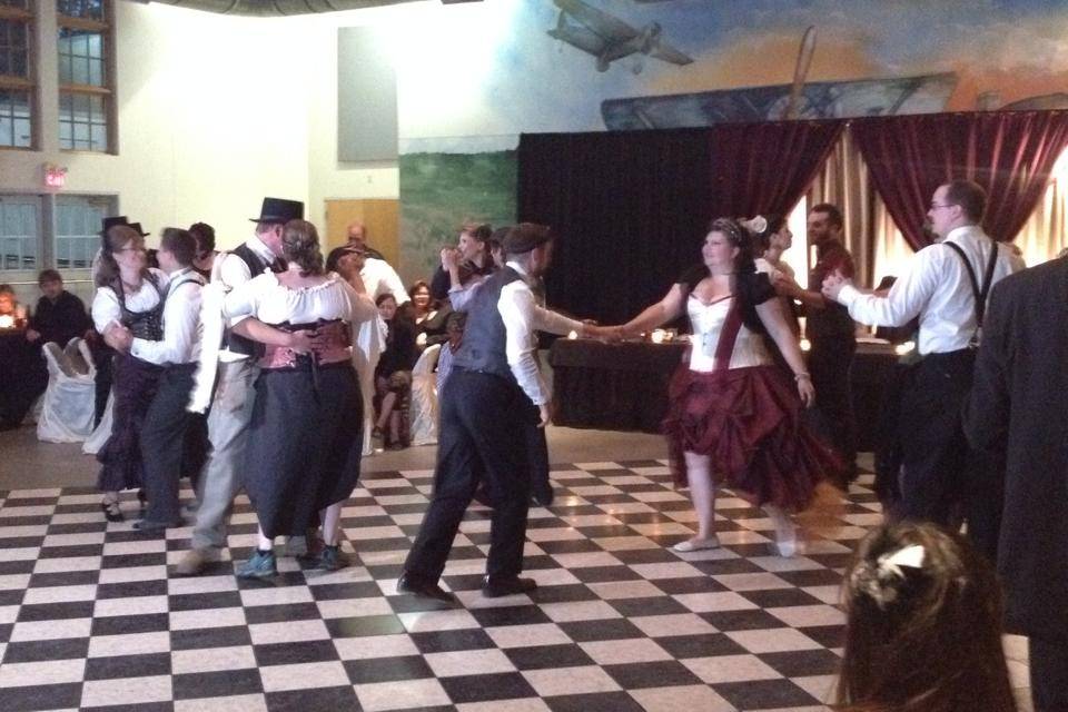 Bridal party on the floor.