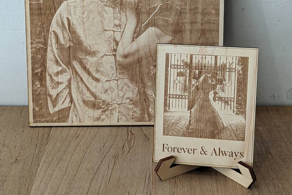 Laser engraved photos