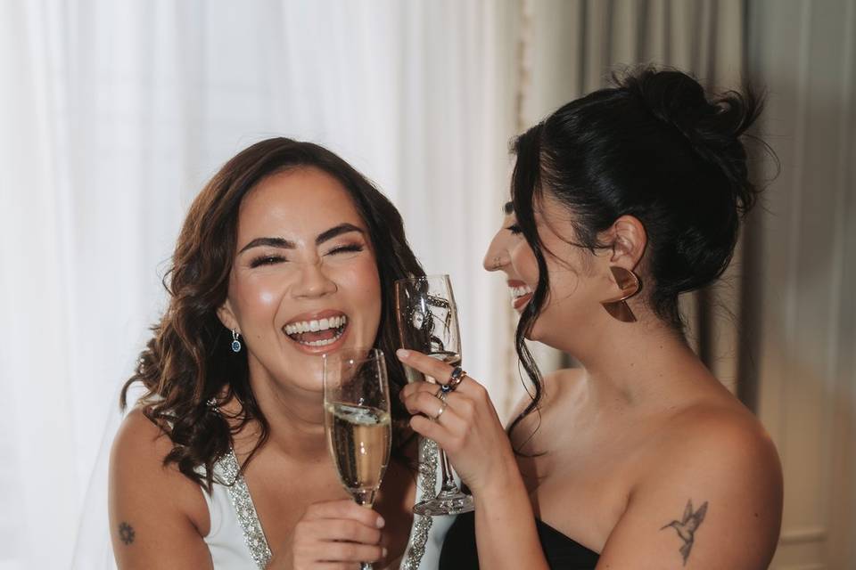 Enjoying a glass of bubbly