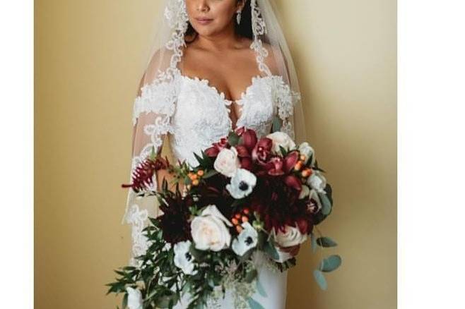 Beautiful bride with her bouquet