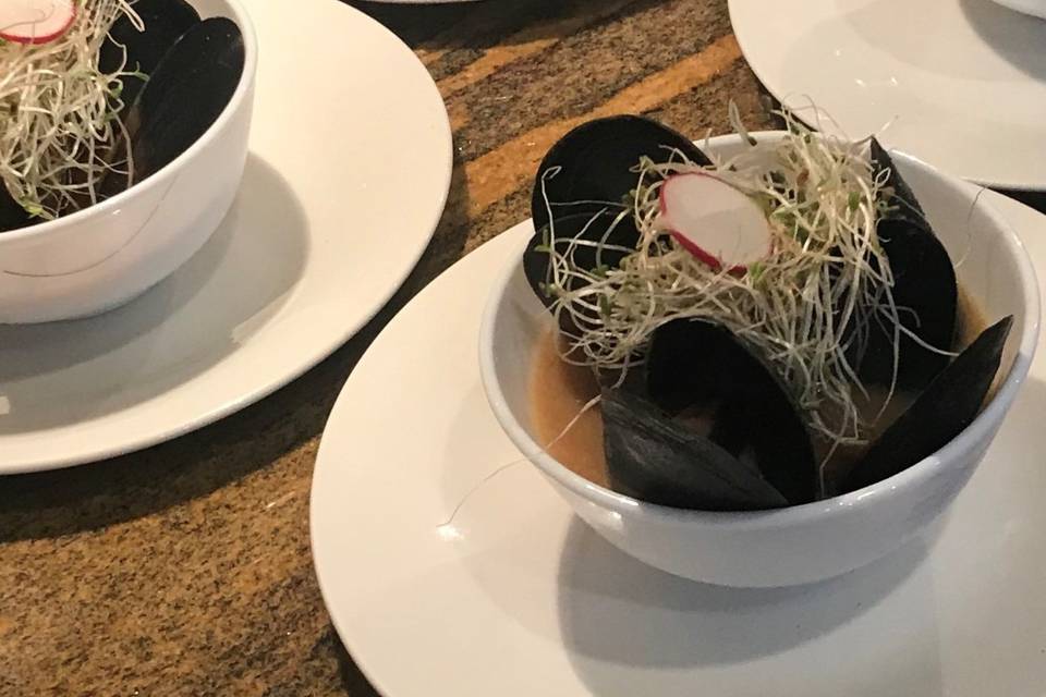 Miso with coconut and local mussels